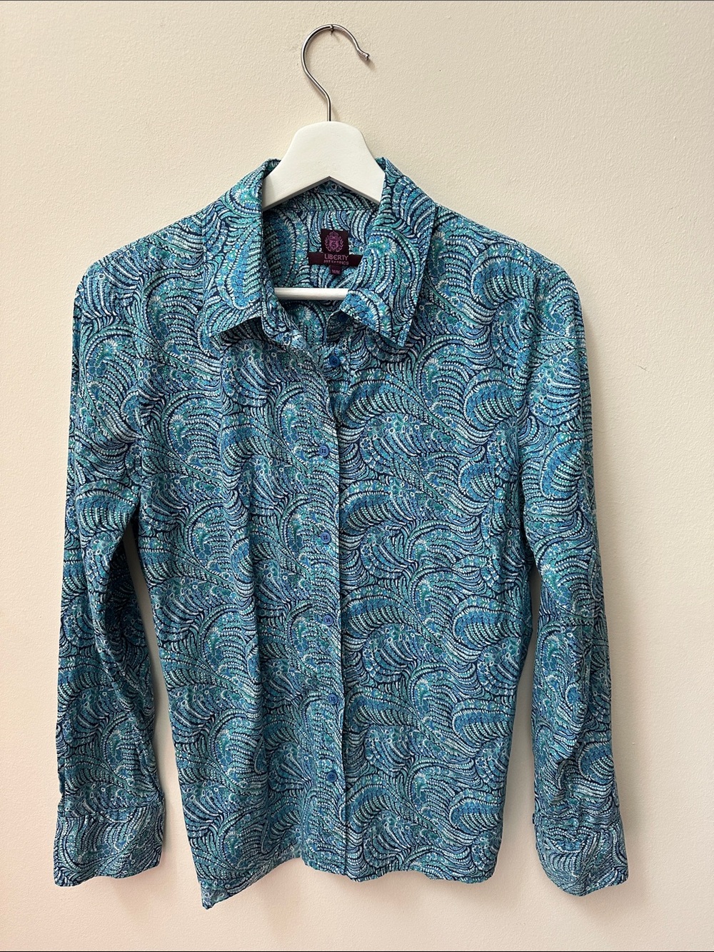 Liberty Teal & Blue Swirl Print Button-Down Shirt